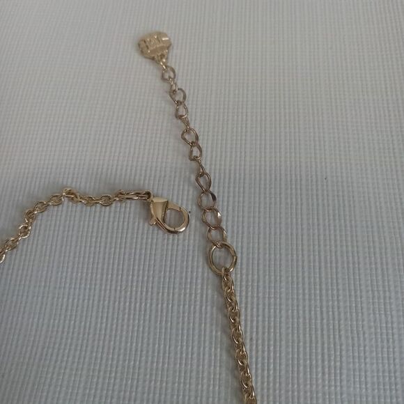 Monet Jewelry Gold Toned Simulated Pearl & Crystal Shimmery Statement Necklace - Picture 12 of 12